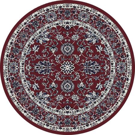 ART CARPET 5 Ft. Arabella Collection Traditional Border Woven Round Area Rug, Red 841864102630